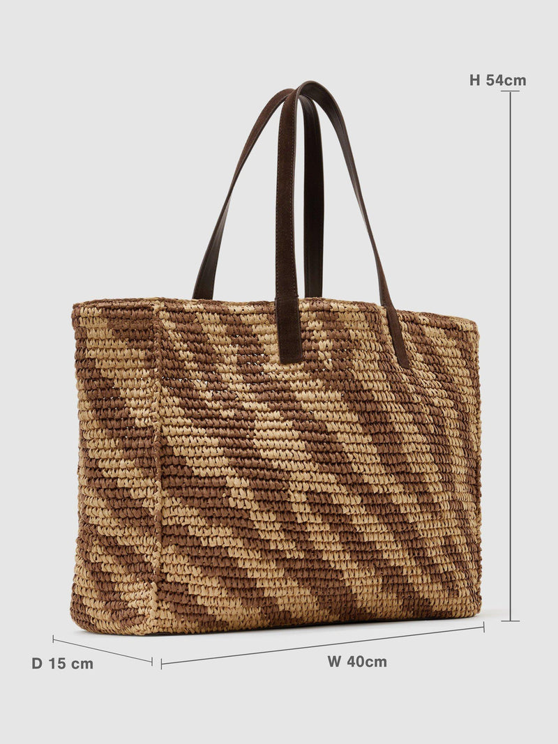 Reiss raffia effect zebra print tote bag (British brand)
