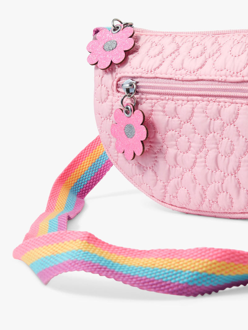 Angels by Accessorize kids quilted flower crossbody bag pink - British product