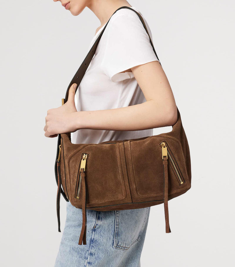 AllSaints suede shoulder bag, imported from the UK