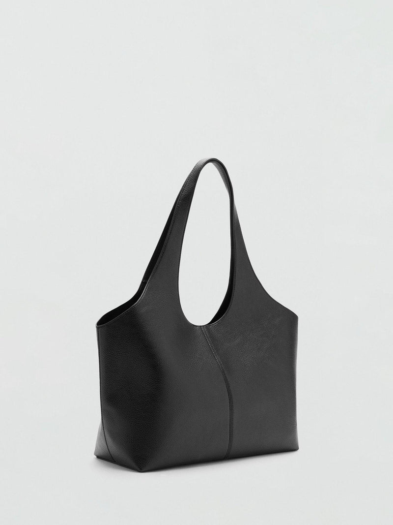 Mango structured tote bag with open top and plain finish, imported from the UK