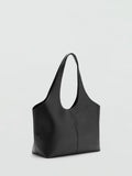 Mango structured tote bag with open top and plain finish, imported from the UK