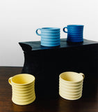 Set of Two Ceramic Mugs with Straight and Curved Designs, Dishwasher and Microwave Safe