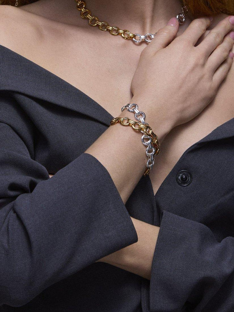 Dinny Hall chunky wrap bracelet in silver and gold - British product