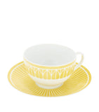 Christofle porcelain teacup and saucer Malmaison Riviera, UK version
