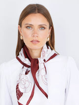 John Lewis Yumi Viscose Floral Sketch Square Scarf, Brown/White- Buy online at McGrocer
