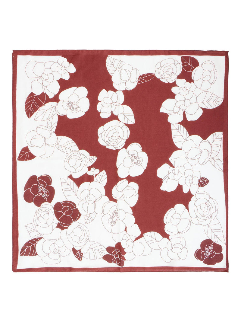Yumi viscose floral square scarf brown white 67cm, UK version