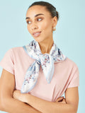 Yumi silk butterfly scarf blue multi 65cm, imported from the UK
