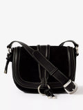 Mint Velvet suede saddle bag black, imported from the UK