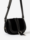Mint Velvet suede saddle bag black, imported from the UK
