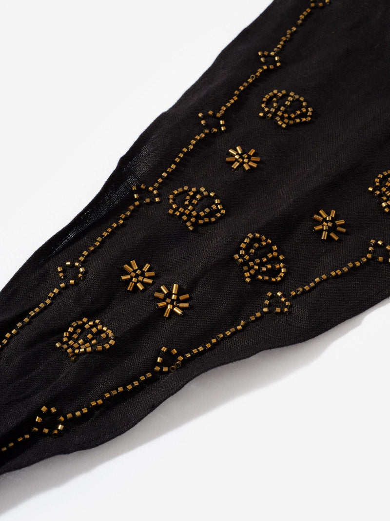 Mint Velvet embellished linen neck scarf black - British product