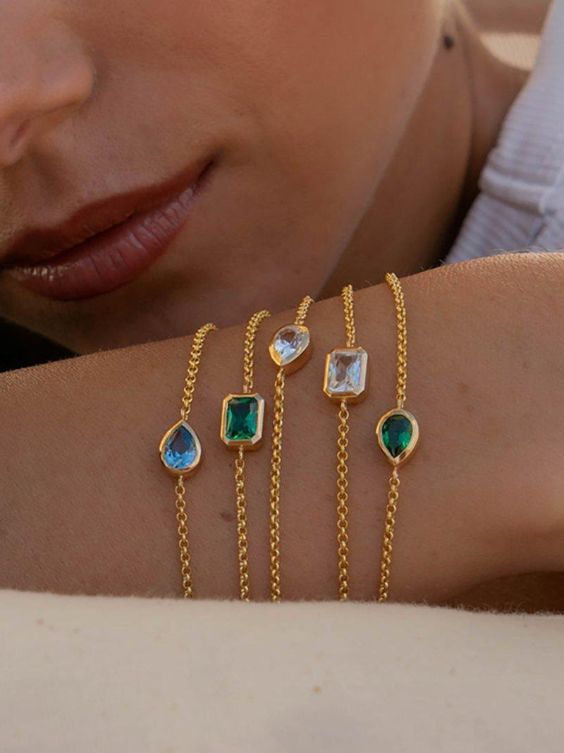 Dower & Hall white topaz chain bracelet gold plated (British brand)