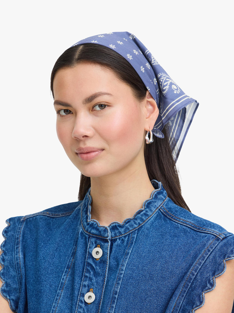 ICHI blue paisley scarf 50x50cm (British brand)