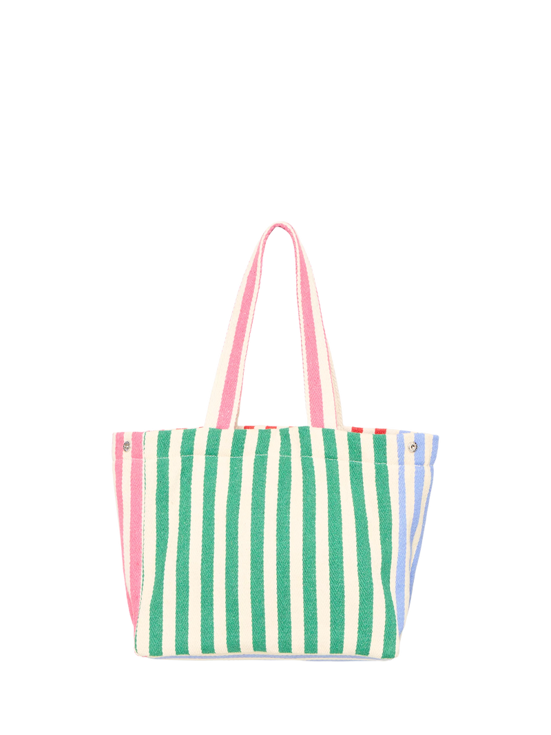 ICHI Iasio striped tote bag in Birch made of cotton (British brand)