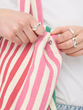 ICHI Iasio striped tote bag in Birch made of cotton (British brand)