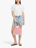 ICHI Iasio striped tote bag in Birch made of cotton (British brand)