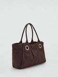 Mango cotton tote bag in chocolate colour, British product
