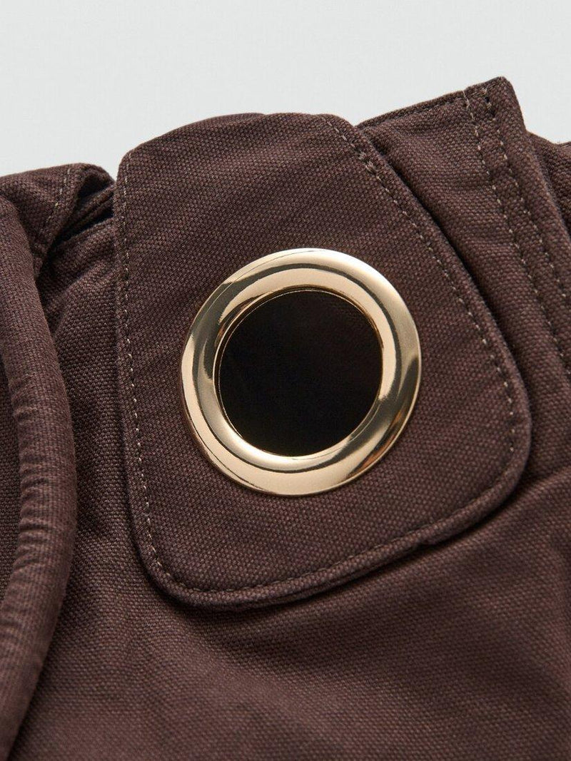 Mango cotton tote bag in chocolate colour, British product