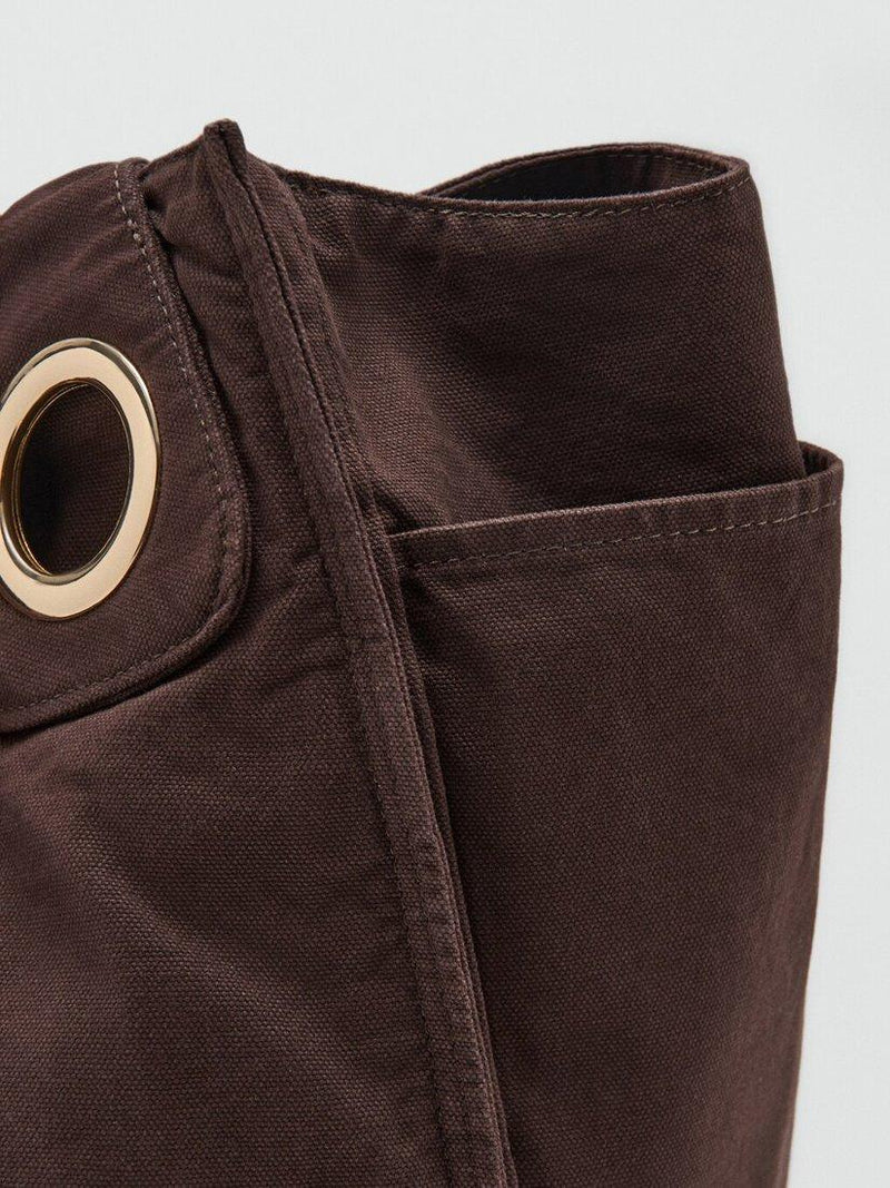 Mango cotton tote bag in chocolate colour, British product