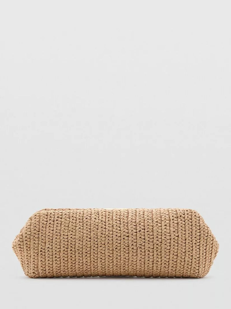 Mango beaded strap clutch bag in beige, imported from the UK