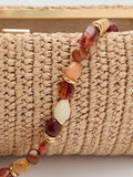 Mango beaded strap clutch bag in beige, imported from the UK