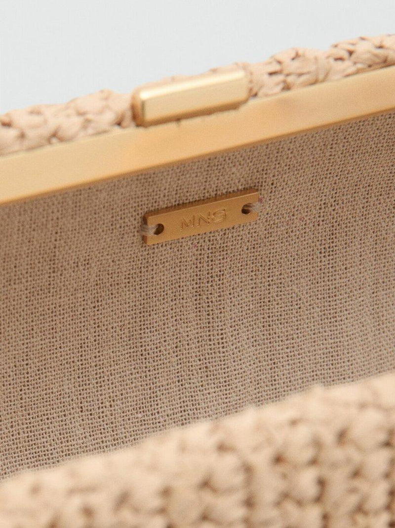 Mango beaded strap clutch bag in beige, imported from the UK