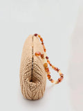 Mango beaded strap clutch bag in beige, imported from the UK