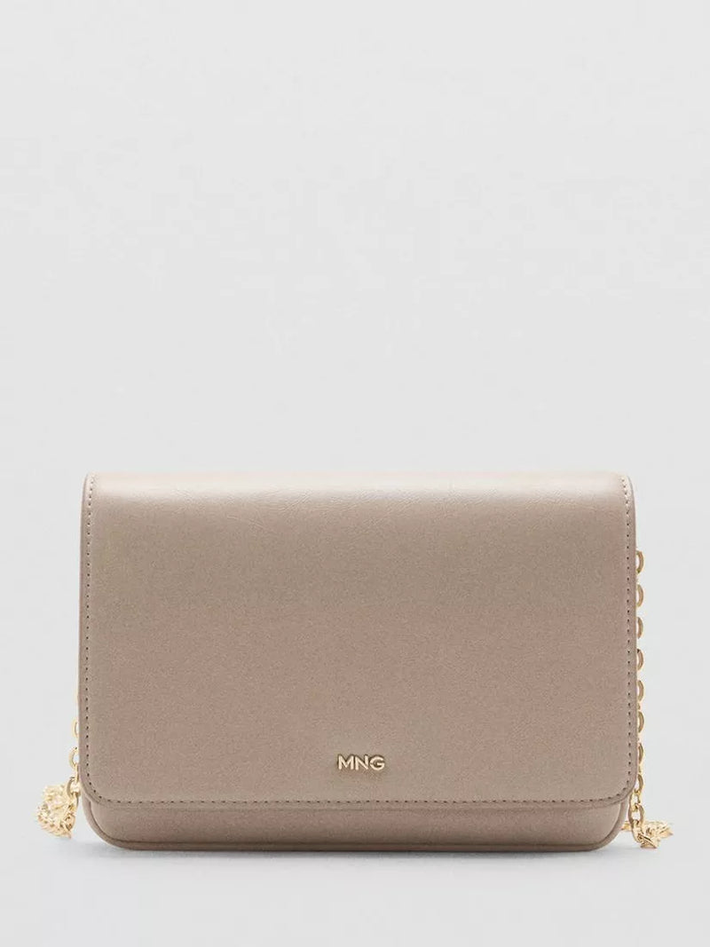 Mango chain-strap mini crossbody bag cream UK version