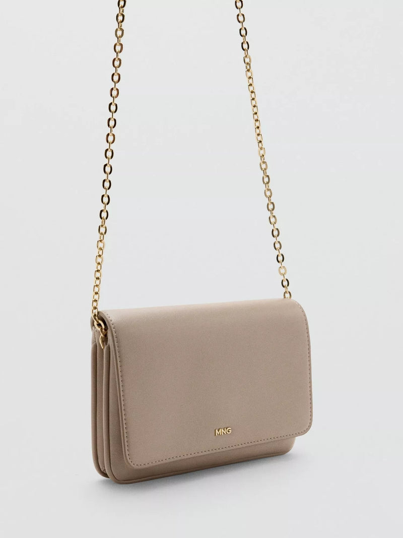 Mango chain-strap mini crossbody bag cream UK version