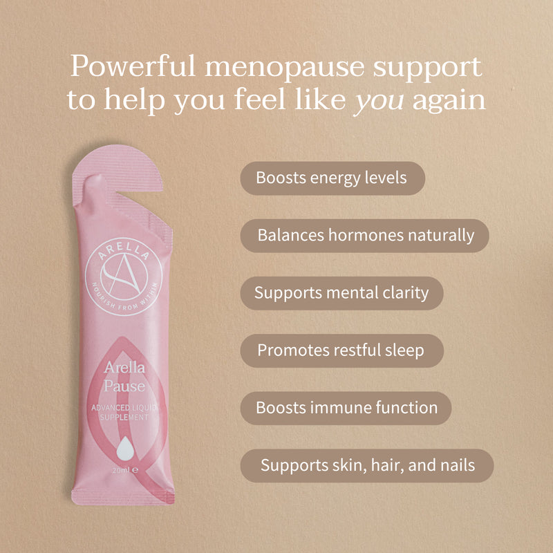 Arella Pause liquid menopause supplement sachets 30 pack (British brand)