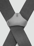 Mango grey braces with leather trim, UK version