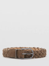 John Lewis Mango Braided Suede Belt Taupe- Buy online at McGrocer