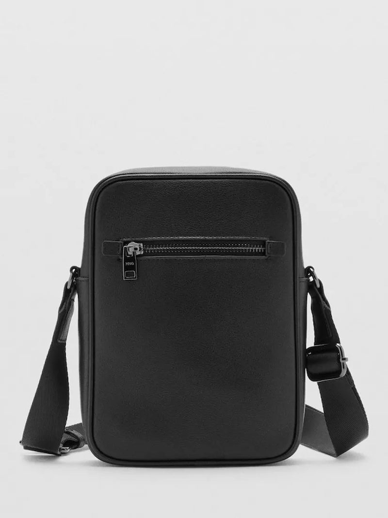 Mango leather slim crossbody bag black, UK version