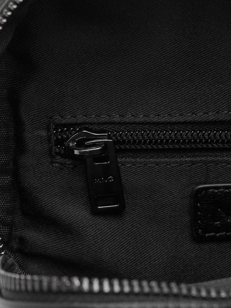 Mango leather slim crossbody bag black, UK version