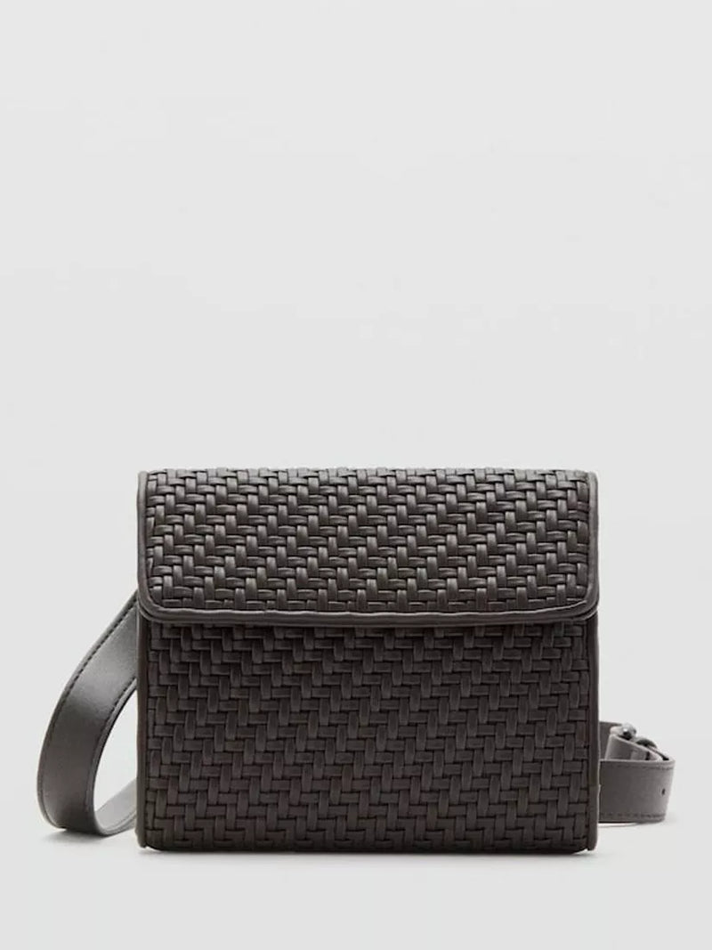 Mango woven crossbody bag brown compact, imported from the UK
