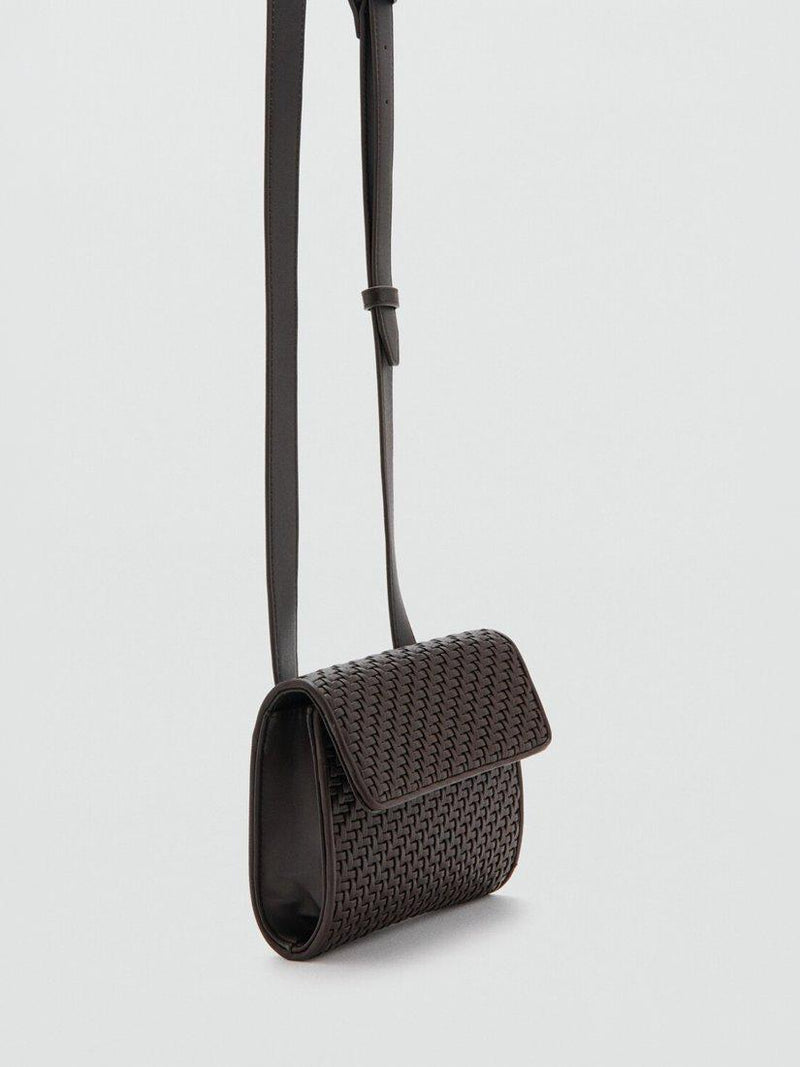 Mango woven crossbody bag brown compact, imported from the UK
