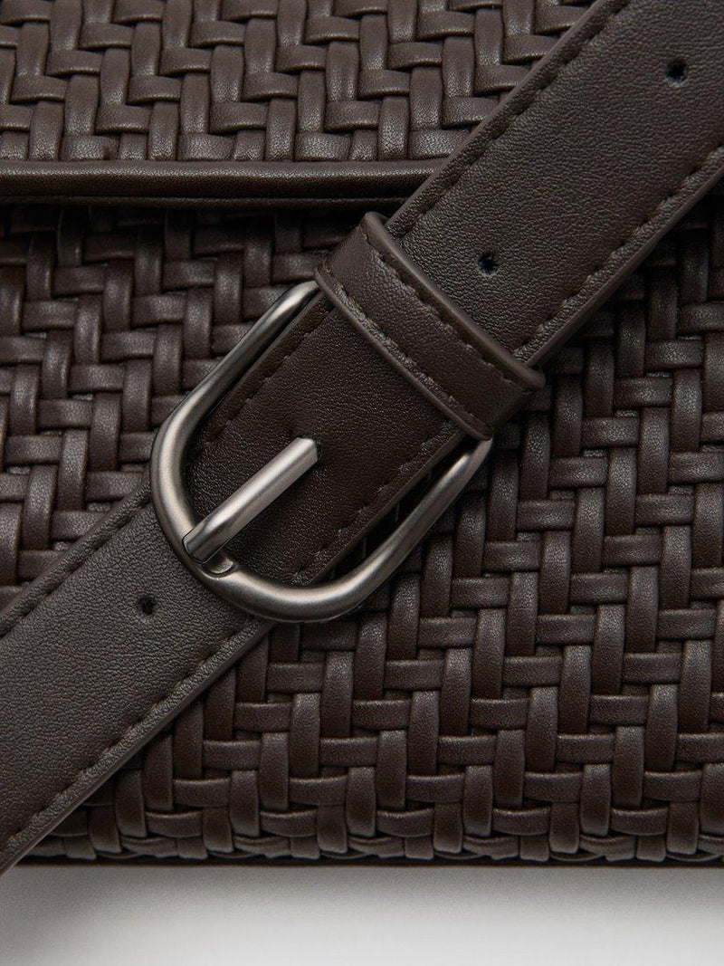 Mango woven crossbody bag brown compact, imported from the UK