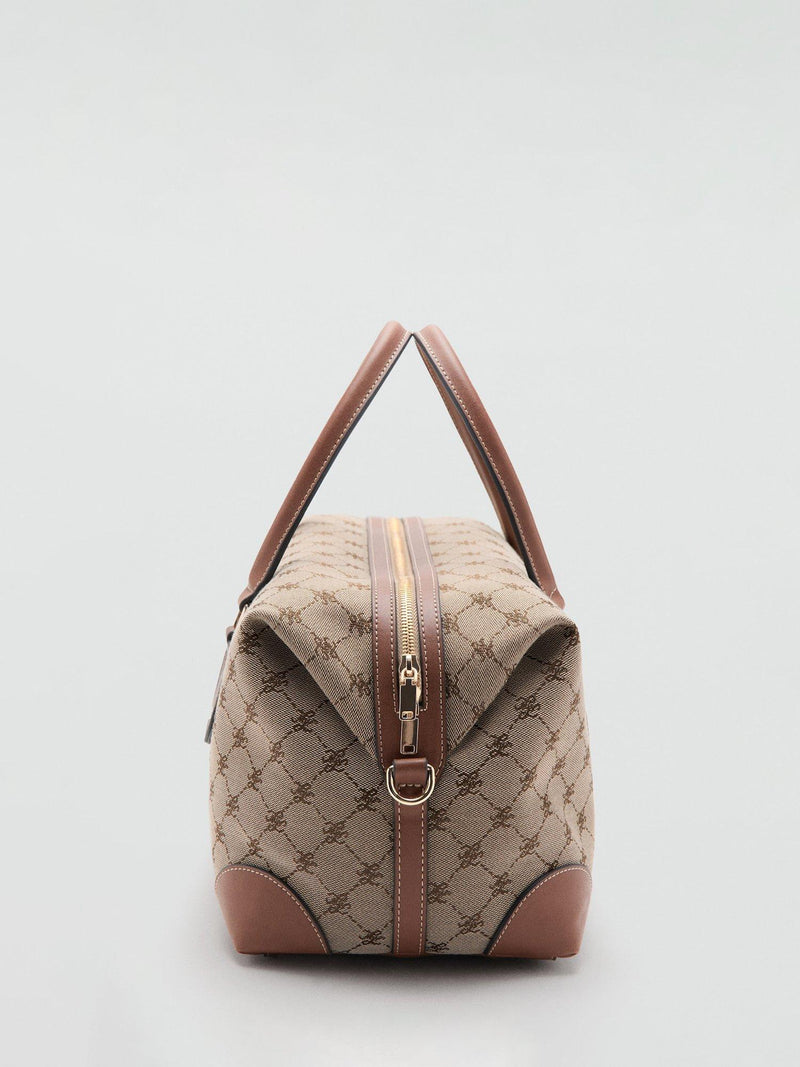 Mango jacquard logo bowling bag brown (British brand)
