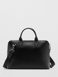 Mango leather tote bag in black with zip closure - British product