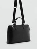 Mango leather tote bag in black with zip closure - British product