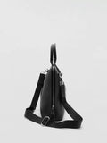 Mango leather tote bag in black with zip closure - British product