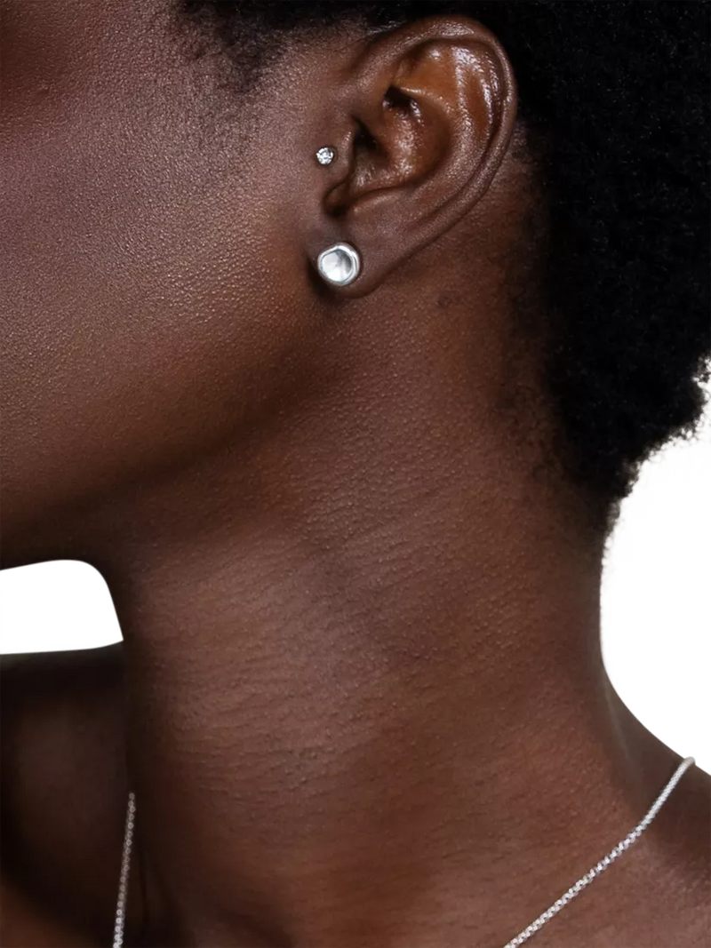 Dower & Hall sterling silver pebble stud earrings, imported from the UK
