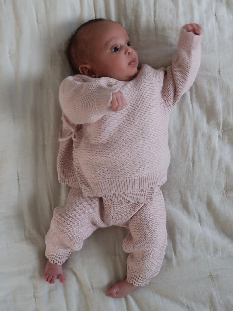 Oat & Marl baby knit set in delicately pink - British product