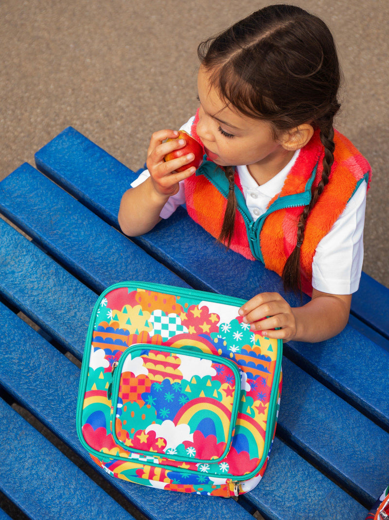 Frugi lunch bag Fun Frenzy rainbow print (British brand)