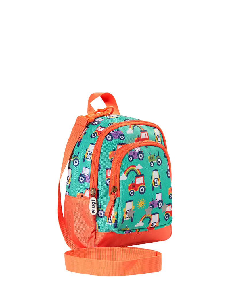 Frugi kids backpack tractor print reflective, UK version