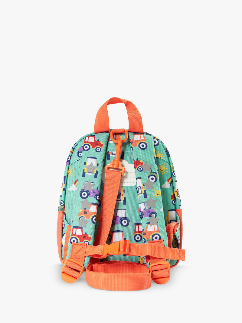 Frugi kids backpack tractor print reflective, UK version