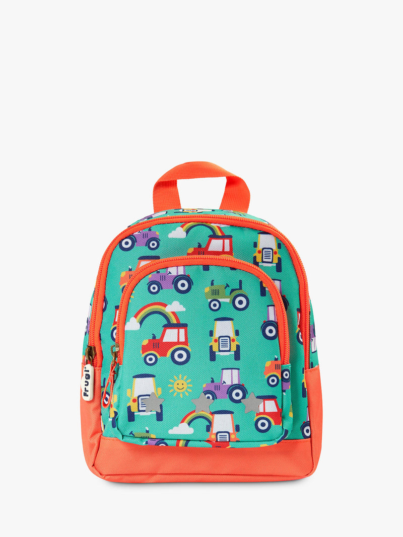 Frugi kids backpack tractor print reflective, UK version