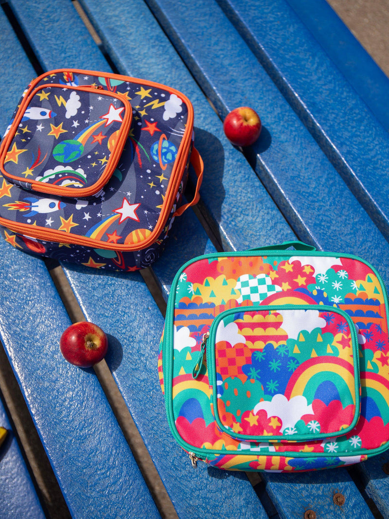 Frugi kids lunch bag Explore The Stars with foil lining - British product
