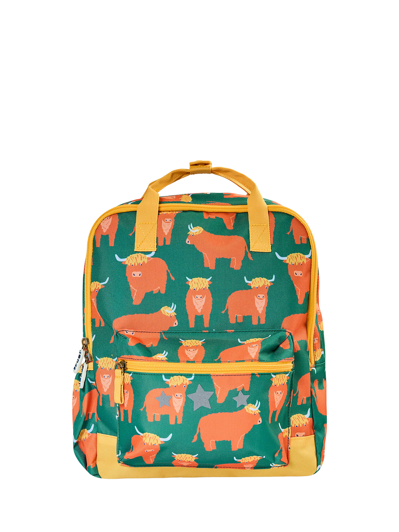 Frugi Explorers children's backpack with cow motif - British product