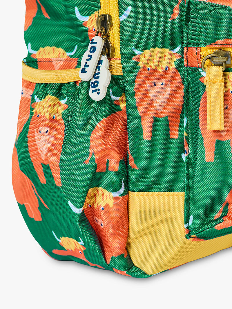 Frugi Explorers children's backpack with cow motif - British product