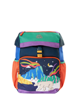 John Lewis Frugi Kids' Navi Colour Block Backpack, Hotchpotch/Snowscene 35x25x12cm- Buy online at McGrocer